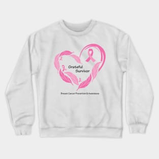 Breast cancer survivor with feathers, ribbons & black type Crewneck Sweatshirt